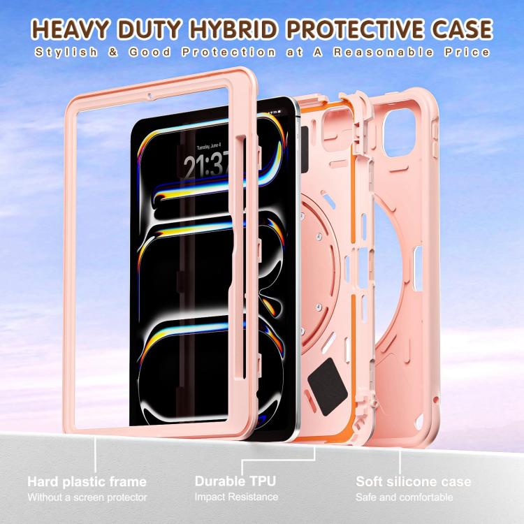 For iPad Pro 11 2024 Dog Rotation Kickstand Silicone Hybrid PC Tablet Case(Pink) - iPad Pro 11 2024 Cases by buy2fix | Online Shopping UK | buy2fix