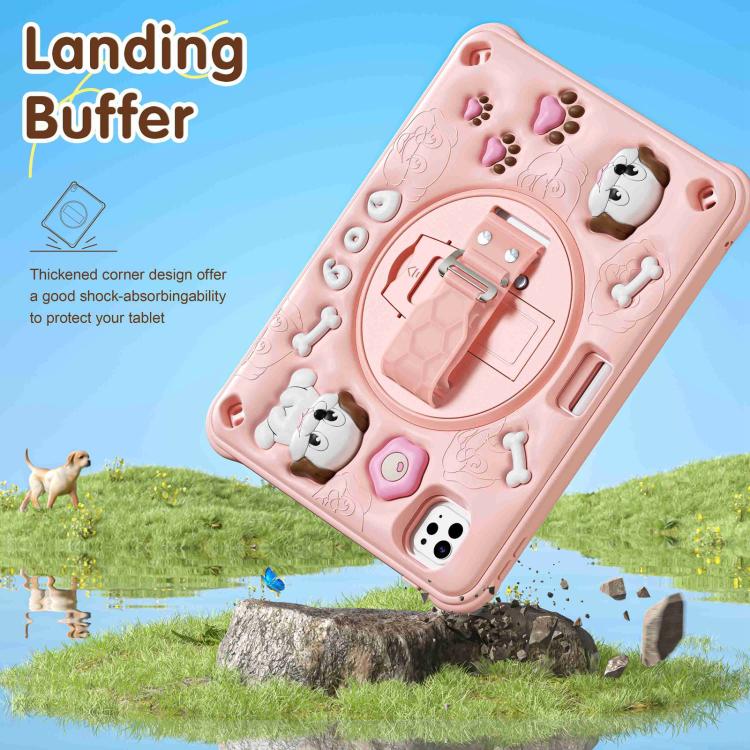For iPad Pro 11 2024 Dog Rotation Kickstand Silicone Hybrid PC Tablet Case(Pink) - iPad Pro 11 2024 Cases by buy2fix | Online Shopping UK | buy2fix