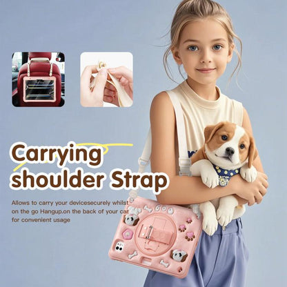 For iPad Pro 11 2024 Dog Rotation Kickstand Silicone Hybrid PC Tablet Case(Pink) - iPad Pro 11 2024 Cases by buy2fix | Online Shopping UK | buy2fix