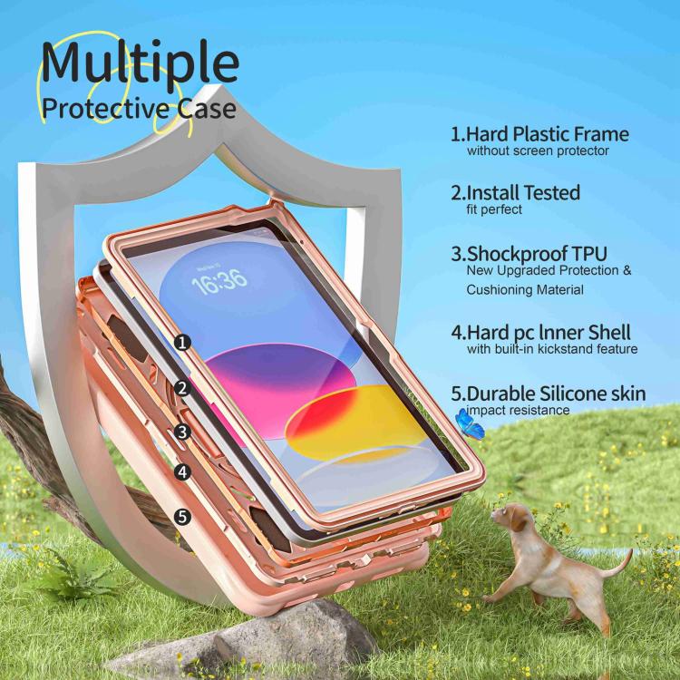 For iPad 2025 / 2022 Dog Rotation Kickstand Silicone Hybrid PC Tablet Case(Pink) - iPad 2025 / 2022 Cases by buy2fix | Online Shopping UK | buy2fix