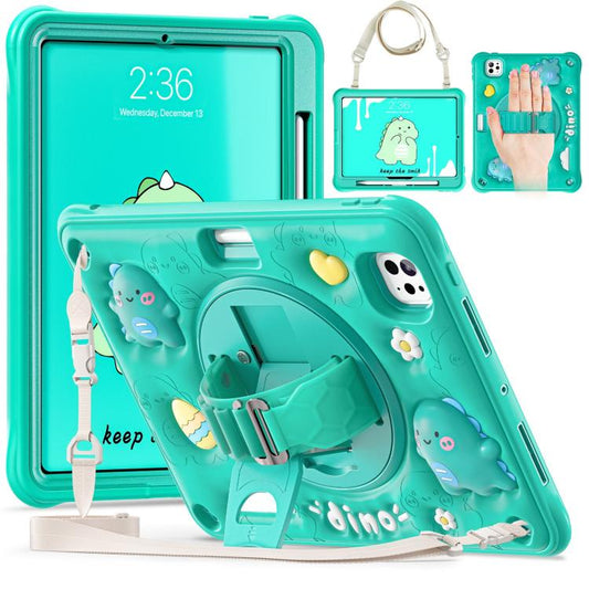 For iPad Pro 11 2024 Dragon Rotation Kickstand Silicone Hybrid PC Tablet Case(Green) - iPad Pro 11 2024 Cases by buy2fix | Online Shopping UK | buy2fix