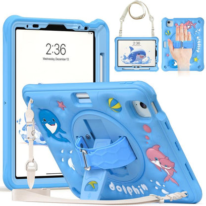 For iPad Air 11 2025 / 2024 / Pro 11 2022 Dolphin Rotation Kickstand Silicone Hybrid PC Tablet Case(Blue) - iPad Air 11 2025 / 2024 Cases by buy2fix | Online Shopping UK | buy2fix
