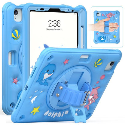 For iPad Air 11 2025 / 2024 / Pro 11 2022 Dolphin Rotation Kickstand Silicone Hybrid PC Tablet Case(Blue) - iPad Air 11 2025 / 2024 Cases by buy2fix | Online Shopping UK | buy2fix
