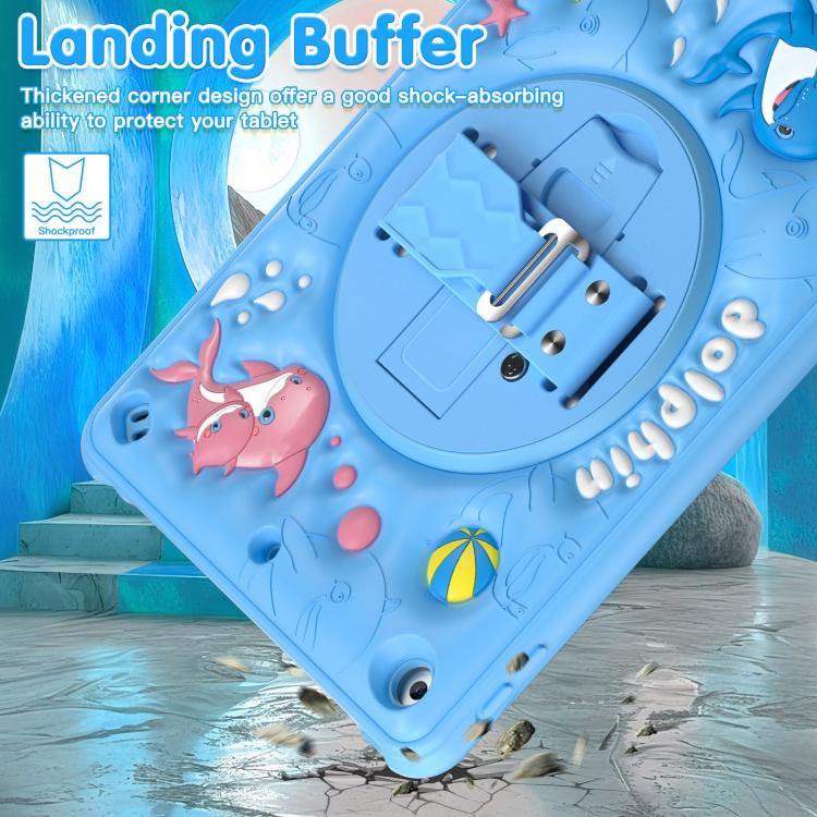 For iPad 10.2 2021 / 2020 / 2019 Dolphin Rotation Kickstand Silicone Hybrid PC Tablet Case(Blue) - iPad 10.2 Cases by buy2fix | Online Shopping UK | buy2fix