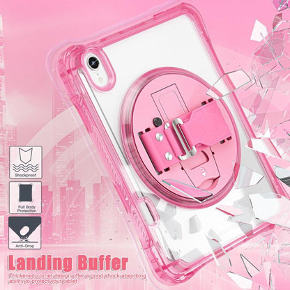 For iPad mini 2024 / mini 6 Rotation Grip Holder TPU Hybrid Clear PC Tablet Case(Red Rose) - iPad mini 2024 Cases by buy2fix | Online Shopping UK | buy2fix