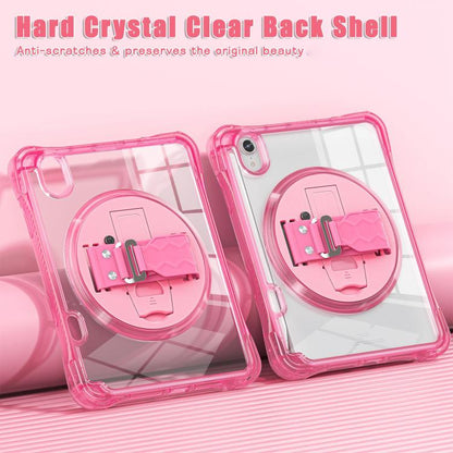 For iPad mini 2024 / mini 6 Rotation Grip Holder TPU Hybrid Clear PC Tablet Case(Red Rose) - iPad mini 2024 Cases by buy2fix | Online Shopping UK | buy2fix