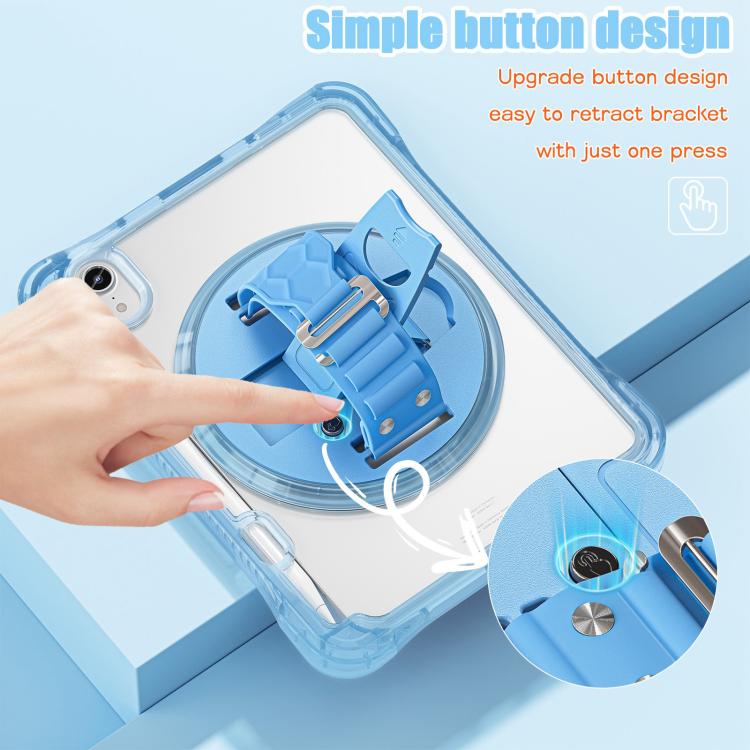 For iPad mini 2024 / mini 6 Rotation Grip Holder TPU Hybrid Clear PC Tablet Case(Light Blue) - iPad mini 2024 Cases by buy2fix | Online Shopping UK | buy2fix