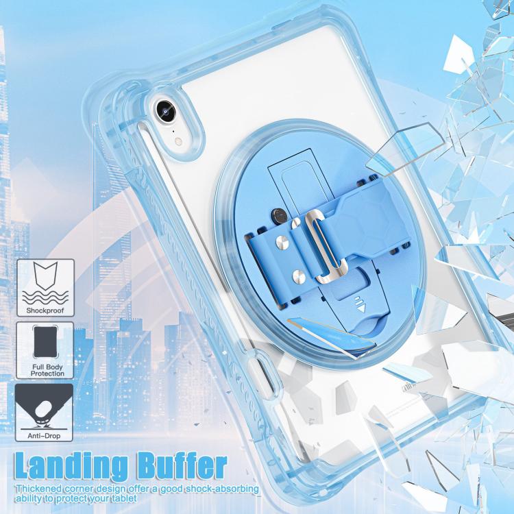For iPad mini 2024 / mini 6 Rotation Grip Holder TPU Hybrid Clear PC Tablet Case(Light Blue) - iPad mini 2024 Cases by buy2fix | Online Shopping UK | buy2fix