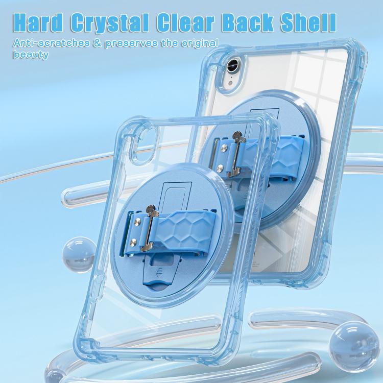 For iPad mini 2024 / mini 6 Rotation Grip Holder TPU Hybrid Clear PC Tablet Case(Light Blue) - iPad mini 2024 Cases by buy2fix | Online Shopping UK | buy2fix