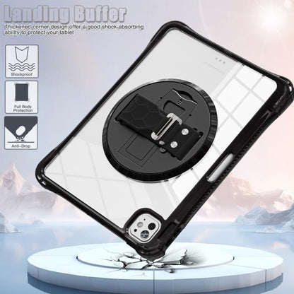 For iPad Pro 13 2024 Rotation Grip Holder TPU Hybrid Clear PC Tablet Case(Black) - iPad Pro 13 2024 Cases by buy2fix | Online Shopping UK | buy2fix
