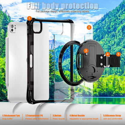 For iPad Pro 13 2024 Rotation Grip Holder TPU Hybrid Clear PC Tablet Case(Black) - iPad Pro 13 2024 Cases by buy2fix | Online Shopping UK | buy2fix