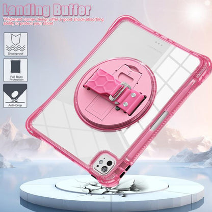 For iPad Pro 13 2024 Rotation Grip Holder TPU Hybrid Clear PC Tablet Case(Red Rose) - iPad Pro 13 2024 Cases by buy2fix | Online Shopping UK | buy2fix