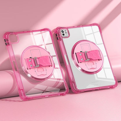 For iPad Pro 13 2024 Rotation Grip Holder TPU Hybrid Clear PC Tablet Case(Red Rose) - iPad Pro 13 2024 Cases by buy2fix | Online Shopping UK | buy2fix