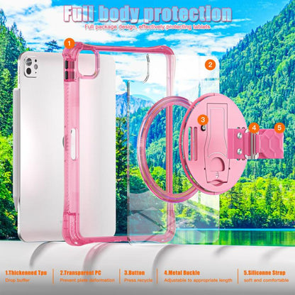 For iPad Pro 13 2024 Rotation Grip Holder TPU Hybrid Clear PC Tablet Case(Red Rose) - iPad Pro 13 2024 Cases by buy2fix | Online Shopping UK | buy2fix