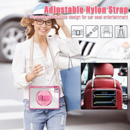 For iPad Pro 13 2024 Rotation Grip Holder TPU Hybrid Clear PC Tablet Case(Red Rose) - iPad Pro 13 2024 Cases by buy2fix | Online Shopping UK | buy2fix