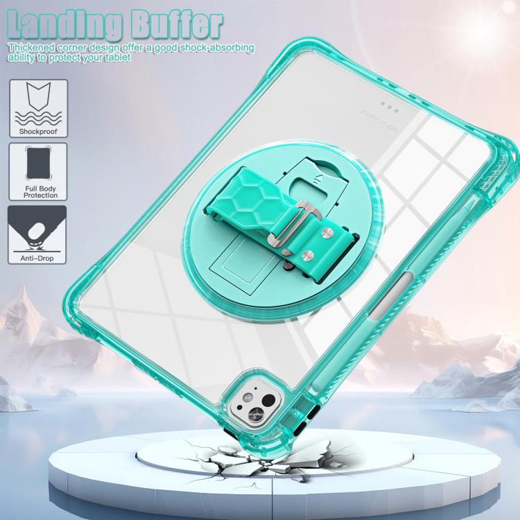 For iPad Pro 13 2024 Rotation Grip Holder TPU Hybrid Clear PC Tablet Case(Light Green) - iPad Pro 13 2024 Cases by buy2fix | Online Shopping UK | buy2fix