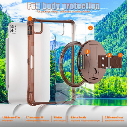 For iPad Pro 13 2024 Rotation Grip Holder TPU Hybrid Clear PC Tablet Case(Chocolate) - iPad Pro 13 2024 Cases by buy2fix | Online Shopping UK | buy2fix