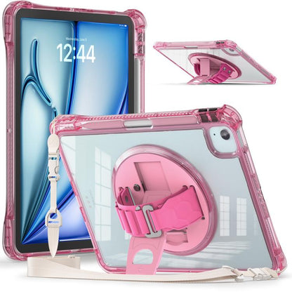 For iPad Air 13 2024 / 2025 Rotation Grip Holder TPU Hybrid Clear PC Tablet Case(Red Rose) - iPad Air 13 2025 / 2024 Cases by buy2fix | Online Shopping UK | buy2fix