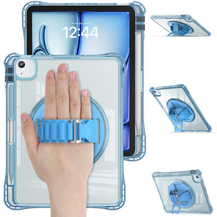 For iPad Air 13 2024 / 2025 Rotation Grip Holder TPU Hybrid Clear PC Tablet Case(Light Blue) - iPad Air 13 2025 / 2024 Cases by buy2fix | Online Shopping UK | buy2fix