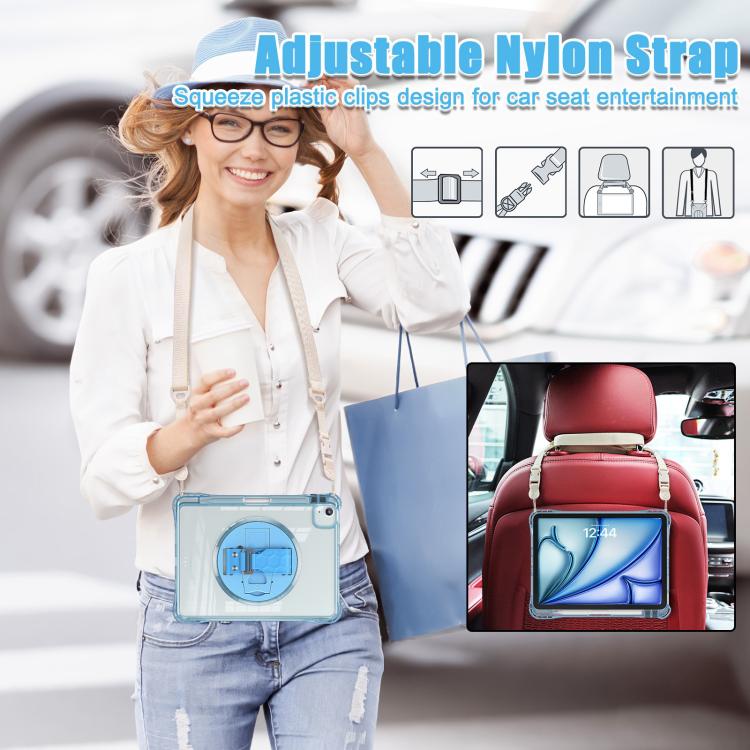 For iPad Air 13 2024 / 2025 Rotation Grip Holder TPU Hybrid Clear PC Tablet Case(Light Blue) - iPad Air 13 2025 / 2024 Cases by buy2fix | Online Shopping UK | buy2fix