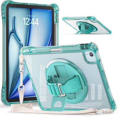 For iPad Air 13 2024 / 2025 Rotation Grip Holder TPU Hybrid Clear PC Tablet Case(Light Green) - iPad Air 13 2025 / 2024 Cases by buy2fix | Online Shopping UK | buy2fix