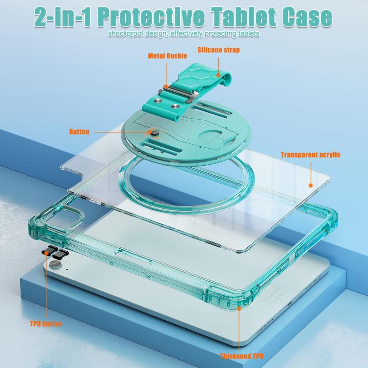 For iPad Air 13 2024 / 2025 Rotation Grip Holder TPU Hybrid Clear PC Tablet Case(Light Green) - iPad Air 13 2025 / 2024 Cases by buy2fix | Online Shopping UK | buy2fix