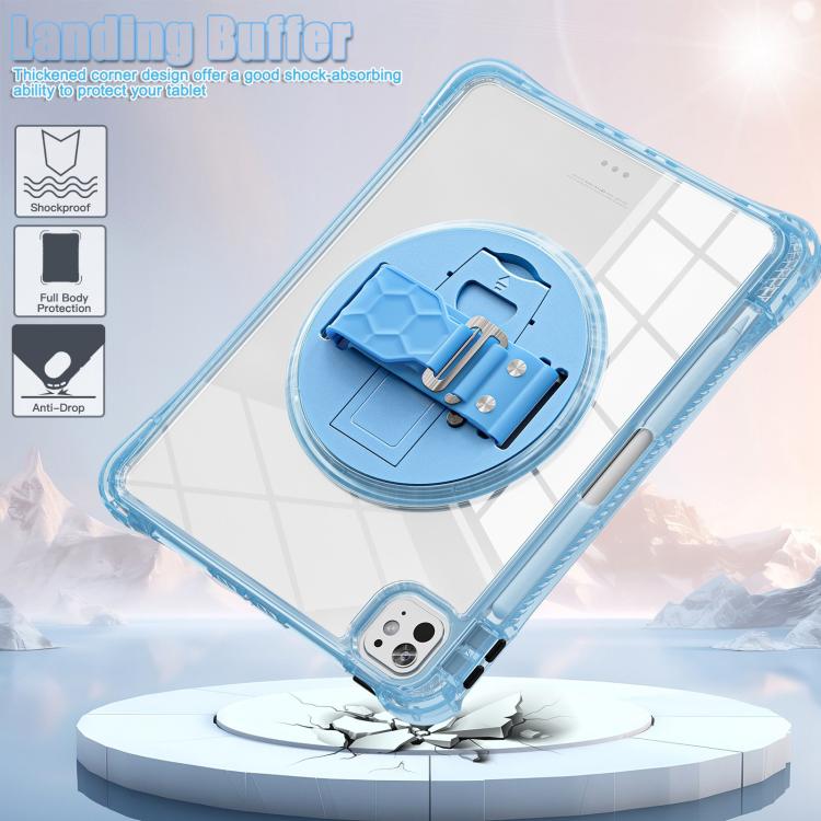 For iPad Pro 11 2024 Rotation Grip Holder TPU Hybrid Clear PC Tablet Case(Light Blue) - iPad Pro 11 2024 Cases by buy2fix | Online Shopping UK | buy2fix