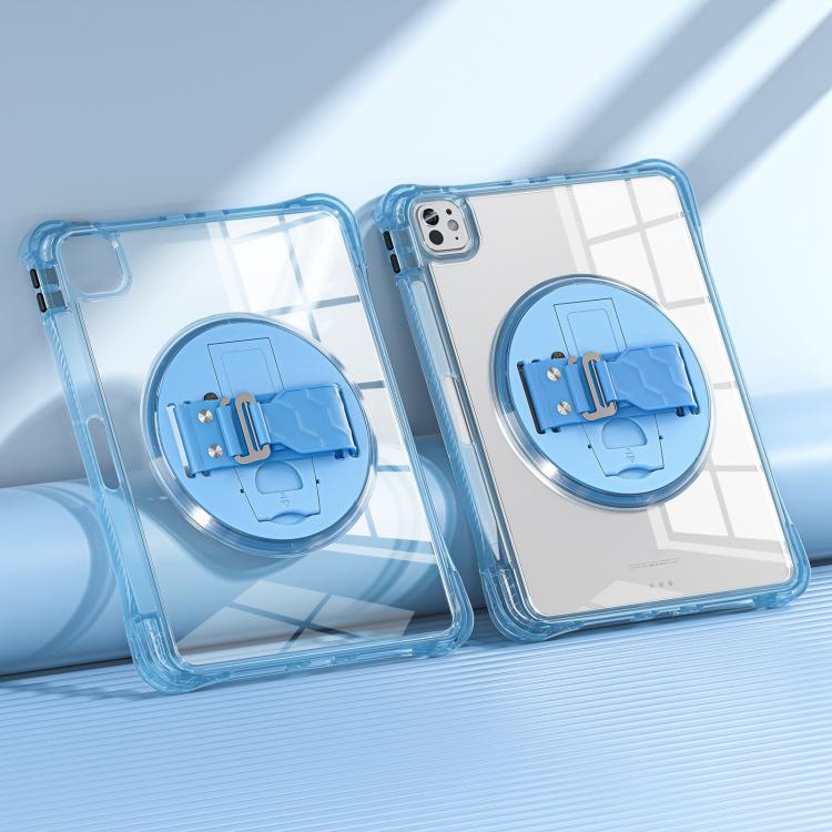 For iPad Pro 11 2024 Rotation Grip Holder TPU Hybrid Clear PC Tablet Case(Light Blue) - iPad Pro 11 2024 Cases by buy2fix | Online Shopping UK | buy2fix