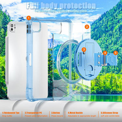 For iPad Pro 11 2024 Rotation Grip Holder TPU Hybrid Clear PC Tablet Case(Light Blue) - iPad Pro 11 2024 Cases by buy2fix | Online Shopping UK | buy2fix