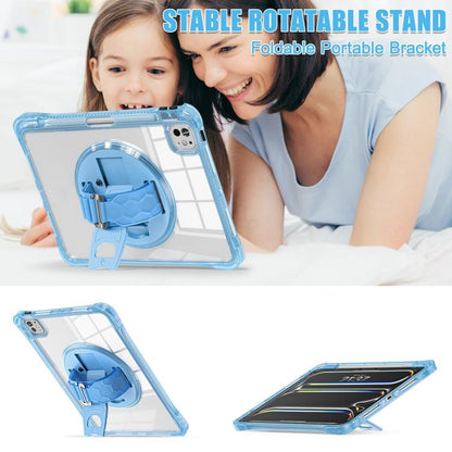 For iPad Pro 11 2024 Rotation Grip Holder TPU Hybrid Clear PC Tablet Case(Light Blue) - iPad Pro 11 2024 Cases by buy2fix | Online Shopping UK | buy2fix