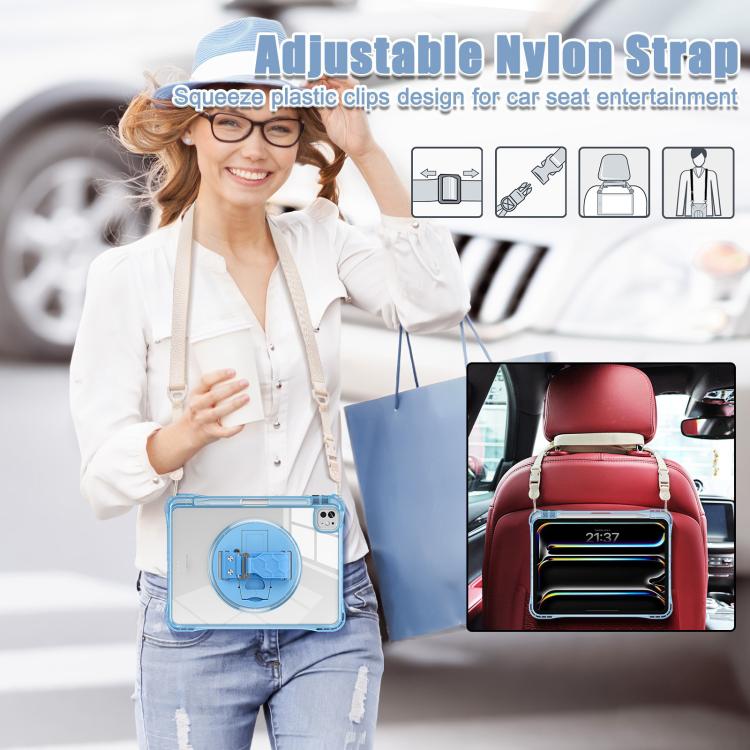 For iPad Pro 11 2024 Rotation Grip Holder TPU Hybrid Clear PC Tablet Case(Light Blue) - iPad Pro 11 2024 Cases by buy2fix | Online Shopping UK | buy2fix