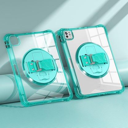 For iPad Pro 11 2024 Rotation Grip Holder TPU Hybrid Clear PC Tablet Case(Light Green) - iPad Pro 11 2024 Cases by buy2fix | Online Shopping UK | buy2fix