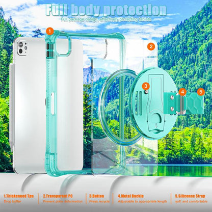 For iPad Pro 11 2024 Rotation Grip Holder TPU Hybrid Clear PC Tablet Case(Light Green) - iPad Pro 11 2024 Cases by buy2fix | Online Shopping UK | buy2fix