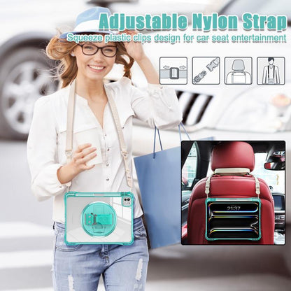 For iPad Pro 11 2024 Rotation Grip Holder TPU Hybrid Clear PC Tablet Case(Light Green) - iPad Pro 11 2024 Cases by buy2fix | Online Shopping UK | buy2fix