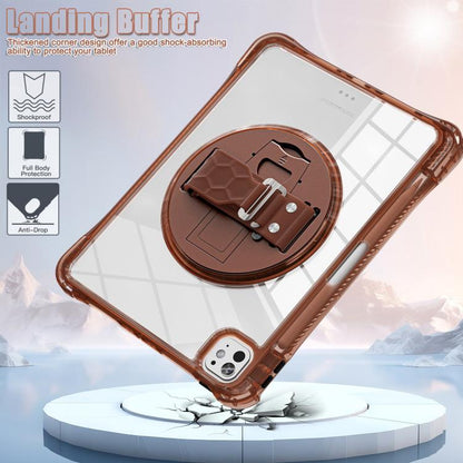For iPad Pro 11 2024 Rotation Grip Holder TPU Hybrid Clear PC Tablet Case(Chocolate) - iPad Pro 11 2024 Cases by buy2fix | Online Shopping UK | buy2fix