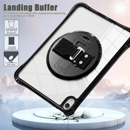 For iPad 2025 / 2022 Rotation Grip Holder TPU Hybrid Clear PC Tablet Case(Black) - iPad 2025 / 2022 Cases by buy2fix | Online Shopping UK | buy2fix