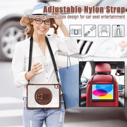 For iPad 2025 / 2022 Rotation Grip Holder TPU Hybrid Clear PC Tablet Case(Chocolate) - iPad 2025 / 2022 Cases by buy2fix | Online Shopping UK | buy2fix