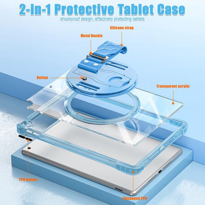 For iPad 10.2 2021 / 2020 / 2019 Rotation Grip Holder TPU Hybrid Clear PC Tablet Case(Light Blue) - iPad 10.2 Cases by buy2fix | Online Shopping UK | buy2fix