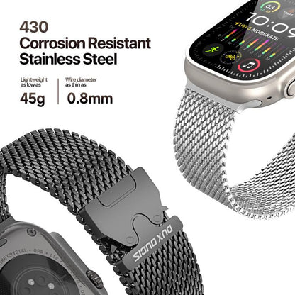 For Apple Watch 46mm / 49mm / 45mm / 44mm DUX DUCIS Milanese Air Series Stainless Steel Magnetic Watch Strap(Black) - Watch Bands by DUX DUCIS | Online Shopping UK | buy2fix