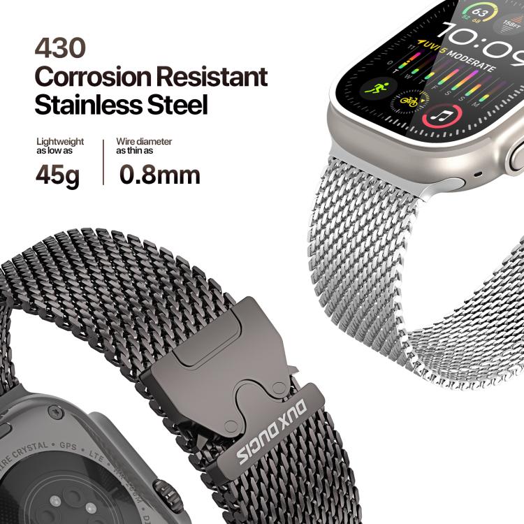 For Apple Watch 46mm / 49mm / 45mm / 44mm DUX DUCIS Milanese Air Series Stainless Steel Magnetic Watch Strap(Gun Grey) - Watch Bands by DUX DUCIS | Online Shopping UK | buy2fix
