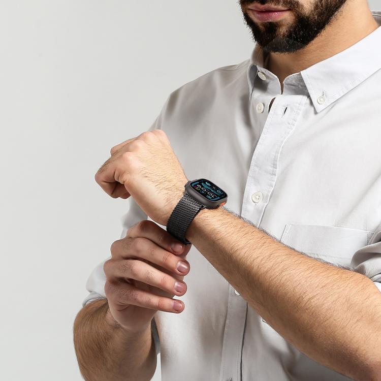 For Apple Watch 46mm / 49mm / 45mm / 44mm DUX DUCIS Milanese Air Series Stainless Steel Magnetic Watch Strap(Gun Grey) - Watch Bands by DUX DUCIS | Online Shopping UK | buy2fix