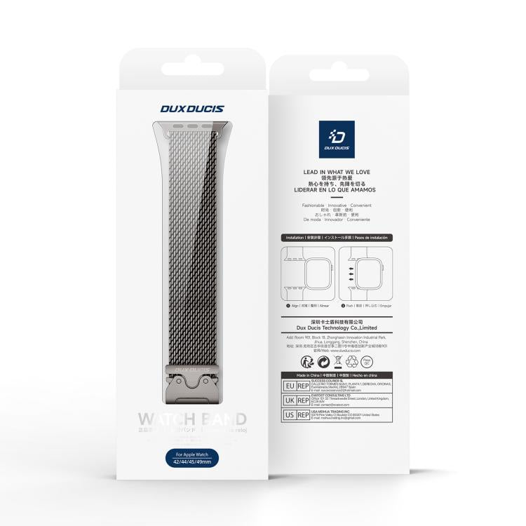 For Apple Watch 46mm / 49mm / 45mm / 44mm DUX DUCIS Milanese Air Series Stainless Steel Magnetic Watch Strap(Gun Grey) - Watch Bands by DUX DUCIS | Online Shopping UK | buy2fix
