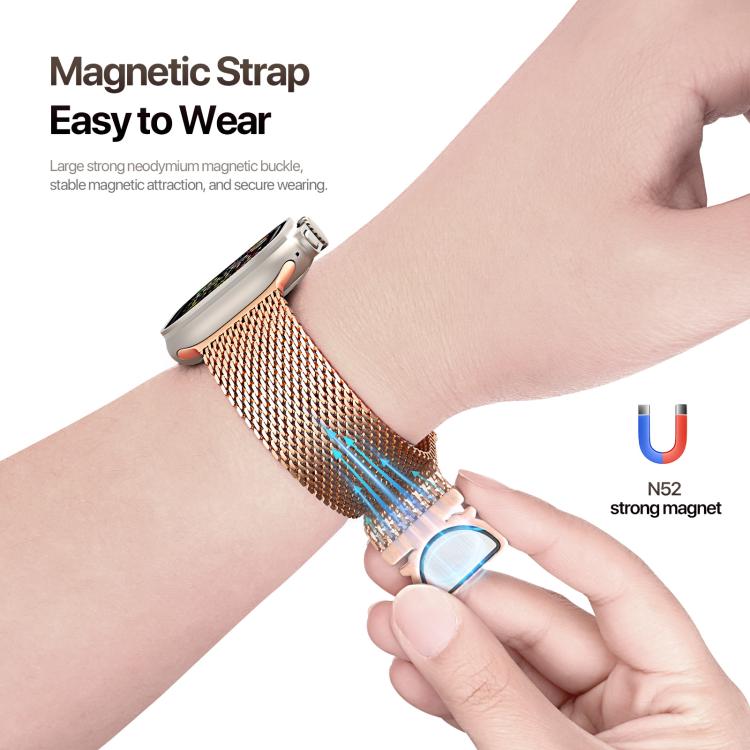 For Apple Watch 46mm / 49mm / 45mm / 44mm DUX DUCIS Milanese Air Series Stainless Steel Magnetic Watch Strap(Rose Gold) - Watch Bands by DUX DUCIS | Online Shopping UK | buy2fix