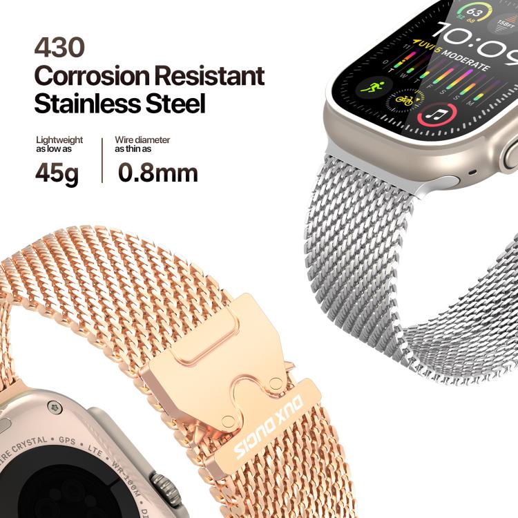 For Apple Watch 42mm / 41mm / 40mm / 38mm DUX DUCIS Milanese Air Series Stainless Steel Magnetic Watch Strap(Rose Gold) - Watch Bands by DUX DUCIS | Online Shopping UK | buy2fix