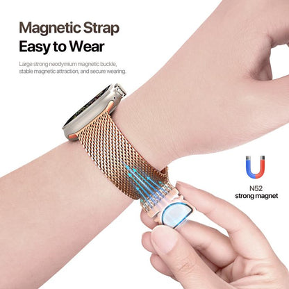 For Apple Watch 42mm / 41mm / 40mm / 38mm DUX DUCIS Milanese Air Series Stainless Steel Magnetic Watch Strap(Rose Gold) - Watch Bands by DUX DUCIS | Online Shopping UK | buy2fix