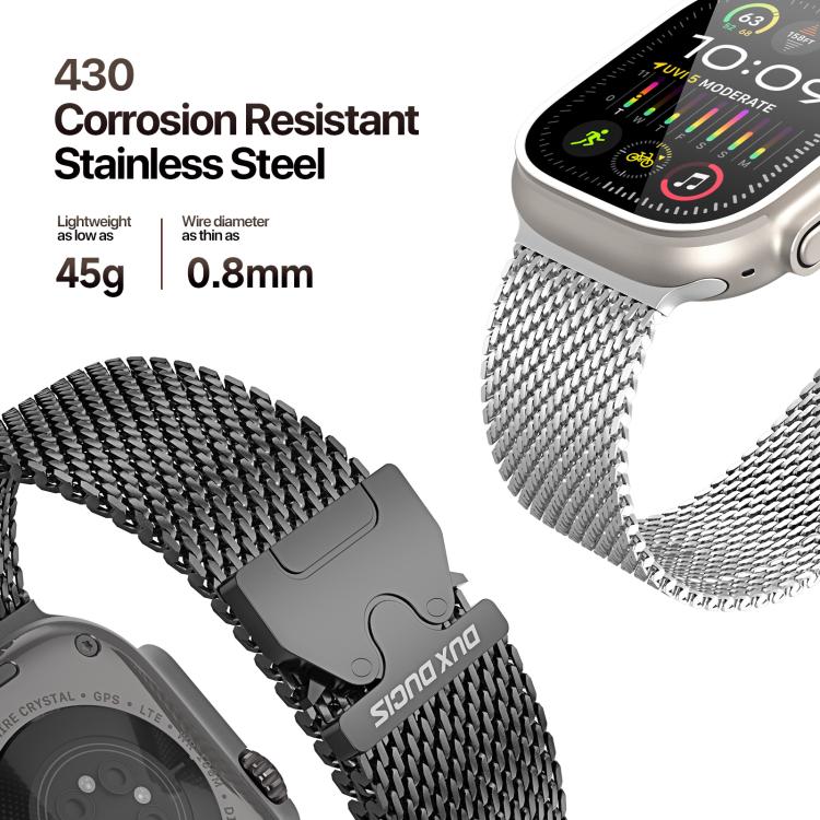 For Apple Watch 42mm / 41mm / 40mm / 38mm DUX DUCIS Milanese Air Series Stainless Steel Magnetic Watch Strap(Silver) - Watch Bands by DUX DUCIS | Online Shopping UK | buy2fix