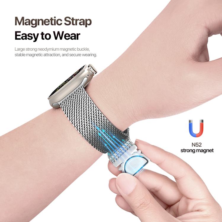 For Apple Watch 42mm / 41mm / 40mm / 38mm DUX DUCIS Milanese Air Series Stainless Steel Magnetic Watch Strap(Silver) - Watch Bands by DUX DUCIS | Online Shopping UK | buy2fix