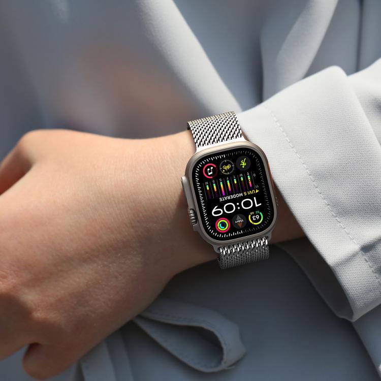 For Apple Watch 42mm / 41mm / 40mm / 38mm DUX DUCIS Milanese Air Series Stainless Steel Magnetic Watch Strap(Silver) - Watch Bands by DUX DUCIS | Online Shopping UK | buy2fix