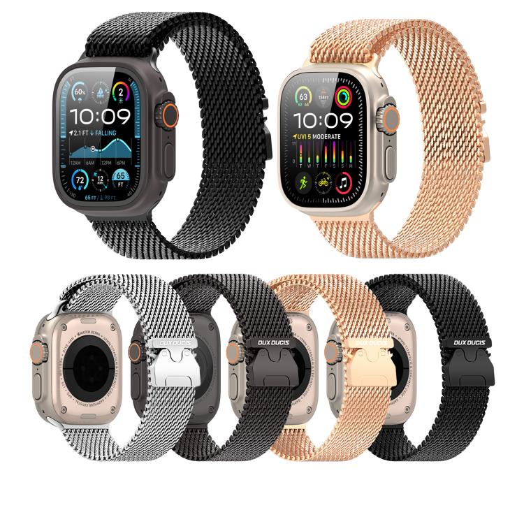 For Apple Watch 46mm / 49mm / 45mm / 44mm DUX DUCIS Milanese Air Series Stainless Steel Magnetic Watch Strap(Black) - Watch Bands by DUX DUCIS | Online Shopping UK | buy2fix