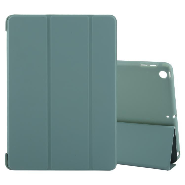 For iPad 10.2 2021 / 2020 / 2019 GEBEI 3-folding Holder Shockproof Flip Leather Tablet Case(Dark Green) - iPad 10.2 Cases by GEBEI | Online Shopping UK | buy2fix
